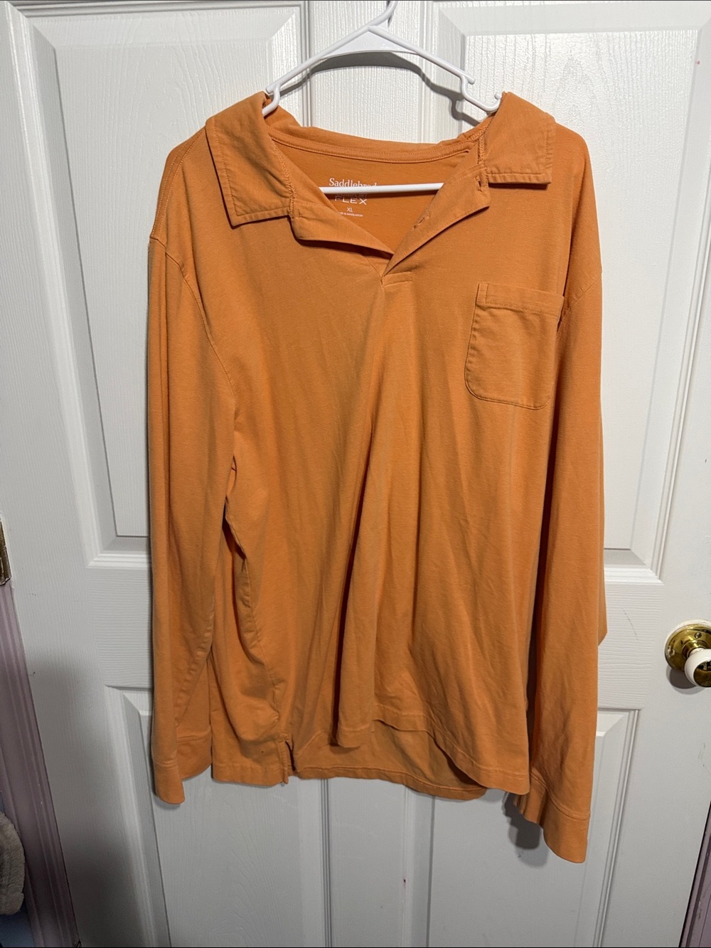 Saddlebred Men's Long-Sleeve Polo in Burnt Orange